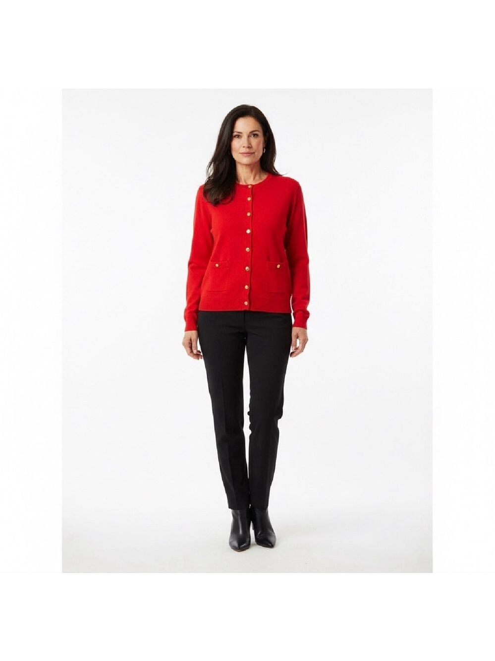 Milano Design Group Red Cardigan with Gold Buttons, Size XL